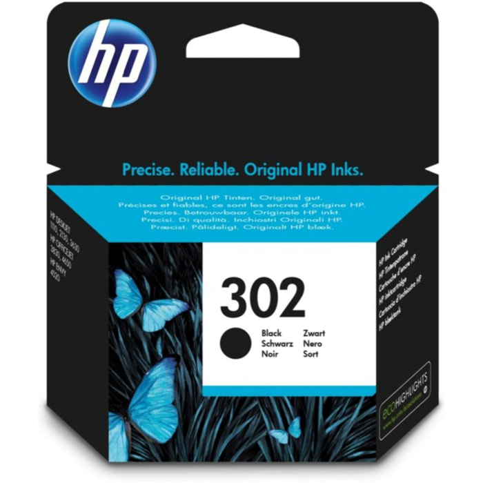 Cartouche d'encre HP Originale 302 Noire Standard - F6U66AE