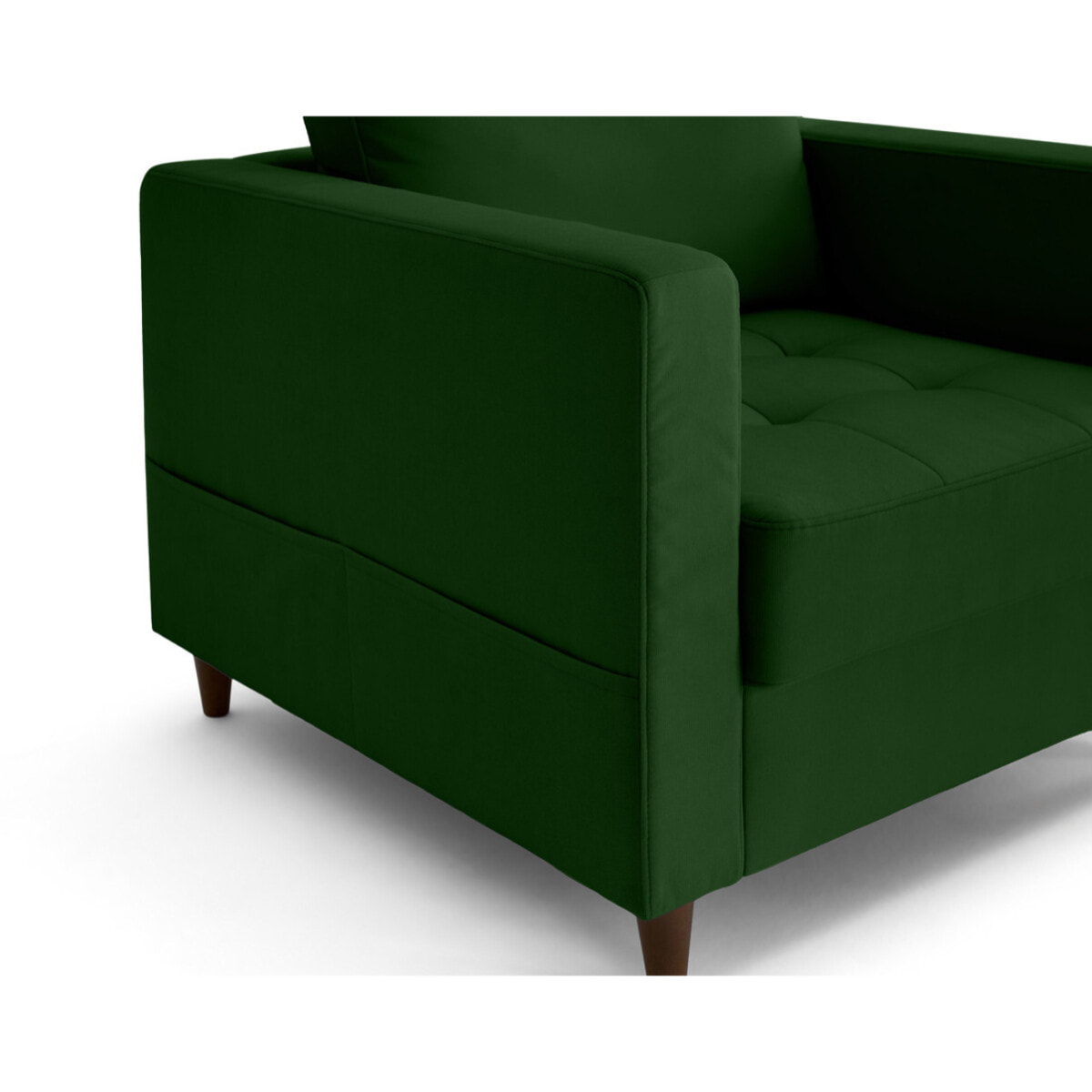 Anna - fauteuil avec poche en velours - pieds en bois - Vert