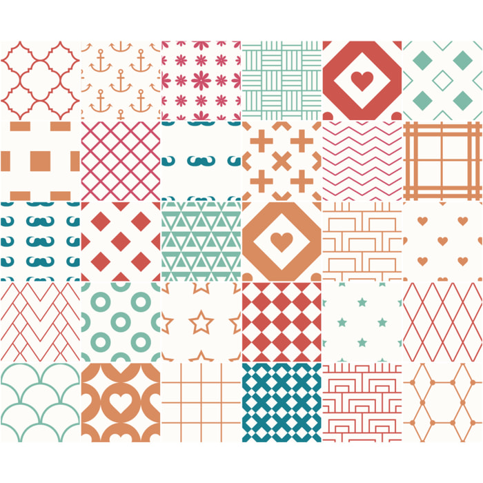 Stickers muraux - Sticker Mural Carrelage adhésif Cuisine Salle de Bain - 30 STICKERS CARREAUX DE CIMENT SCANDINAVE SEMENTTI LAATAT