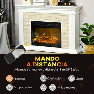 Chimenea Eléctrica con Calefacción 1800W Chimenea Decorativa Efecto de Llama con Control Remoto Temporizador Semanal y Protección Sobrecalentamiento hasta 30 m² 120x24x80 cm Blanco