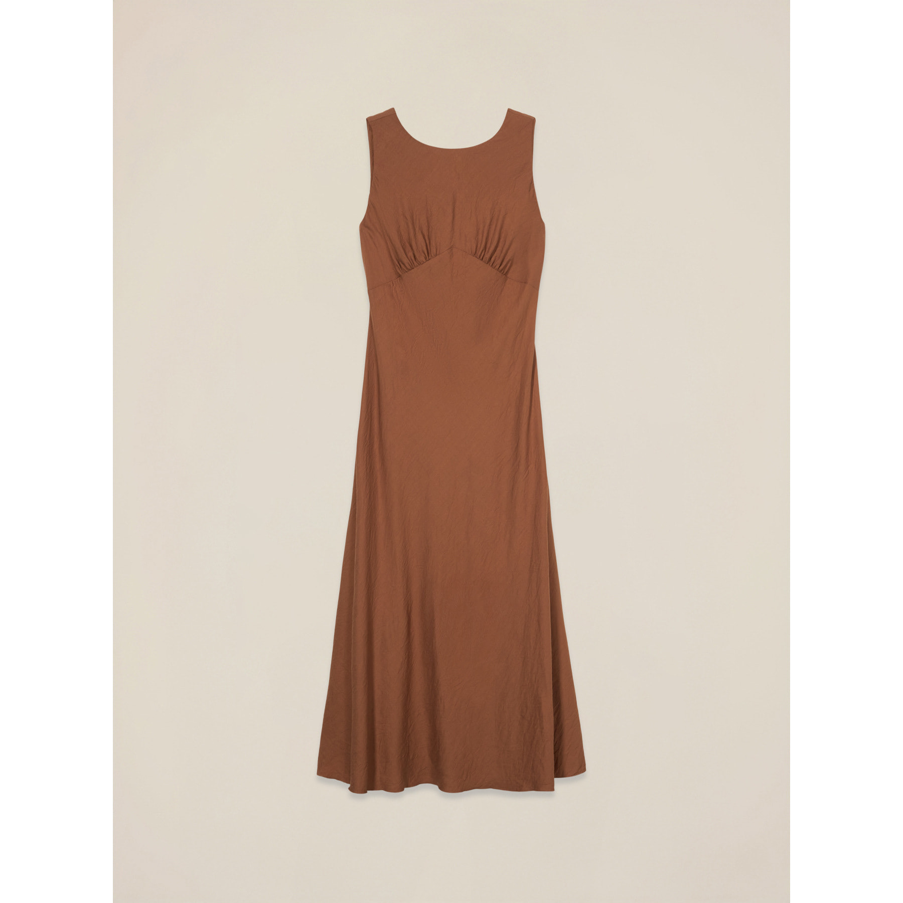 Oltre - Vestito lungo fluido con drappeggio - Marrone