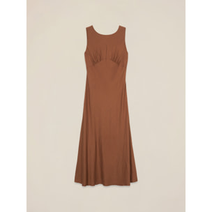 Oltre - Vestito lungo fluido con drappeggio - Marrone
