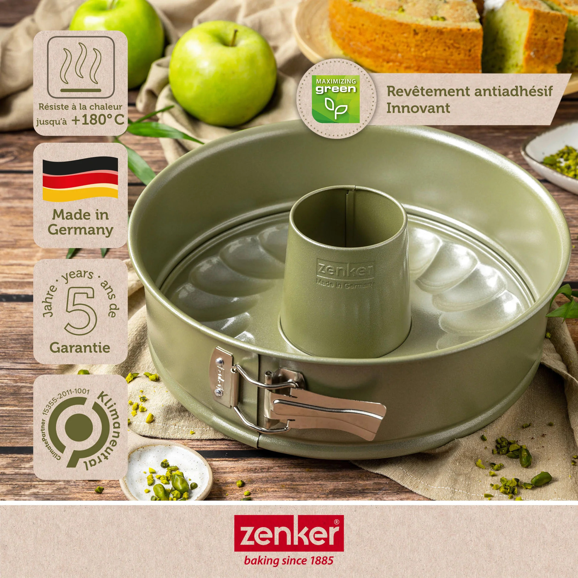 Moule à manqué et à savarin double fond 26 cm Zenker Green Vision