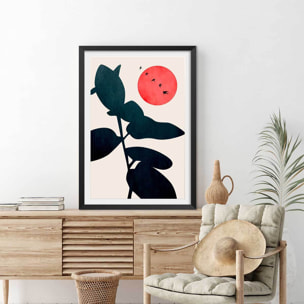 Affiche ""Coucher de lune"" Affiche sous cadre noir