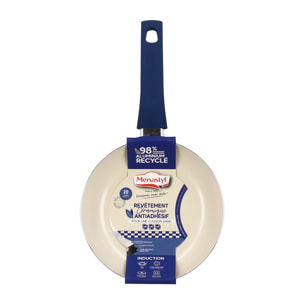 Poêle 20cm en aluminium recyclé et antiadhésif bleu - tout feux GINETTE