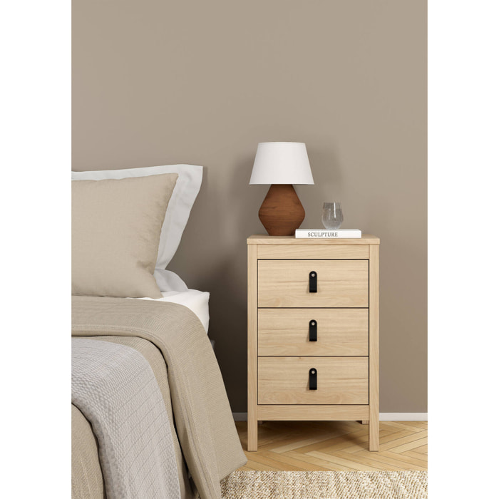 Comodino Lombardia, Comò basso, Tavolino da notte, Mensola da letto, 44x38 h70 cm, Rovere