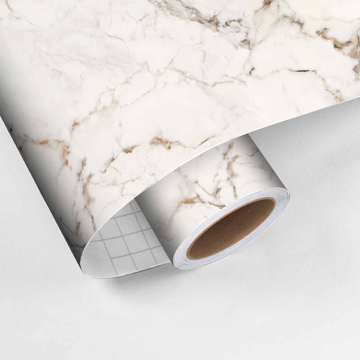 Revêtement sticker sol - MARBRE BLANC CASSÉ - Rouleau adhésif Protection Anti-dérapant