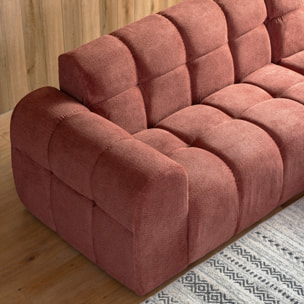 ALINE Canapé d'angle 3/4 places nuage en velours terracotta