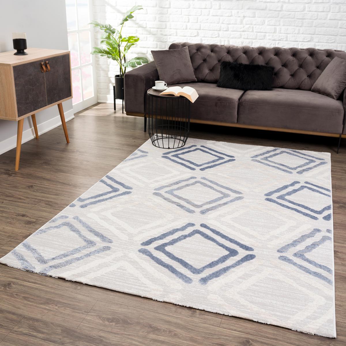 Tapis salon et chambre tissé motif géométrique SIPO