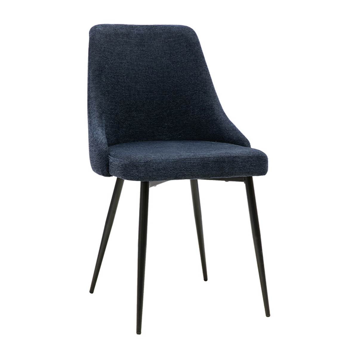 Chaises design en tissu effet velours texturé bleu foncé et métal noir (lot de 2) CULT