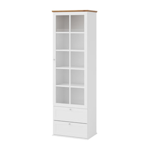 Francesco - vitrine - effet bois et blanc - 2 tiroirs et 1 porte - 201 cm - Bois / Blanc