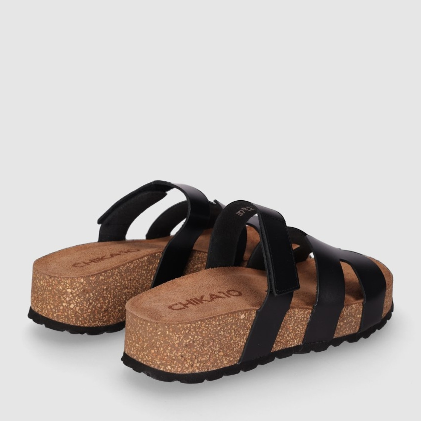 Sandalias de Serraje - Negro - Tacón: Bajo