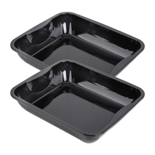Ensemble de 2 Plats à four XXL rectangle en acier émaillé 40 x 34 cm Zenker Spécial cooking