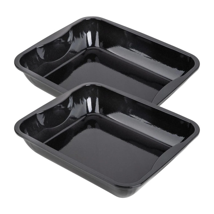 Ensemble de 2 Plats à four XXL rectangle en acier émaillé 40 x 34 cm Zenker Spécial cooking