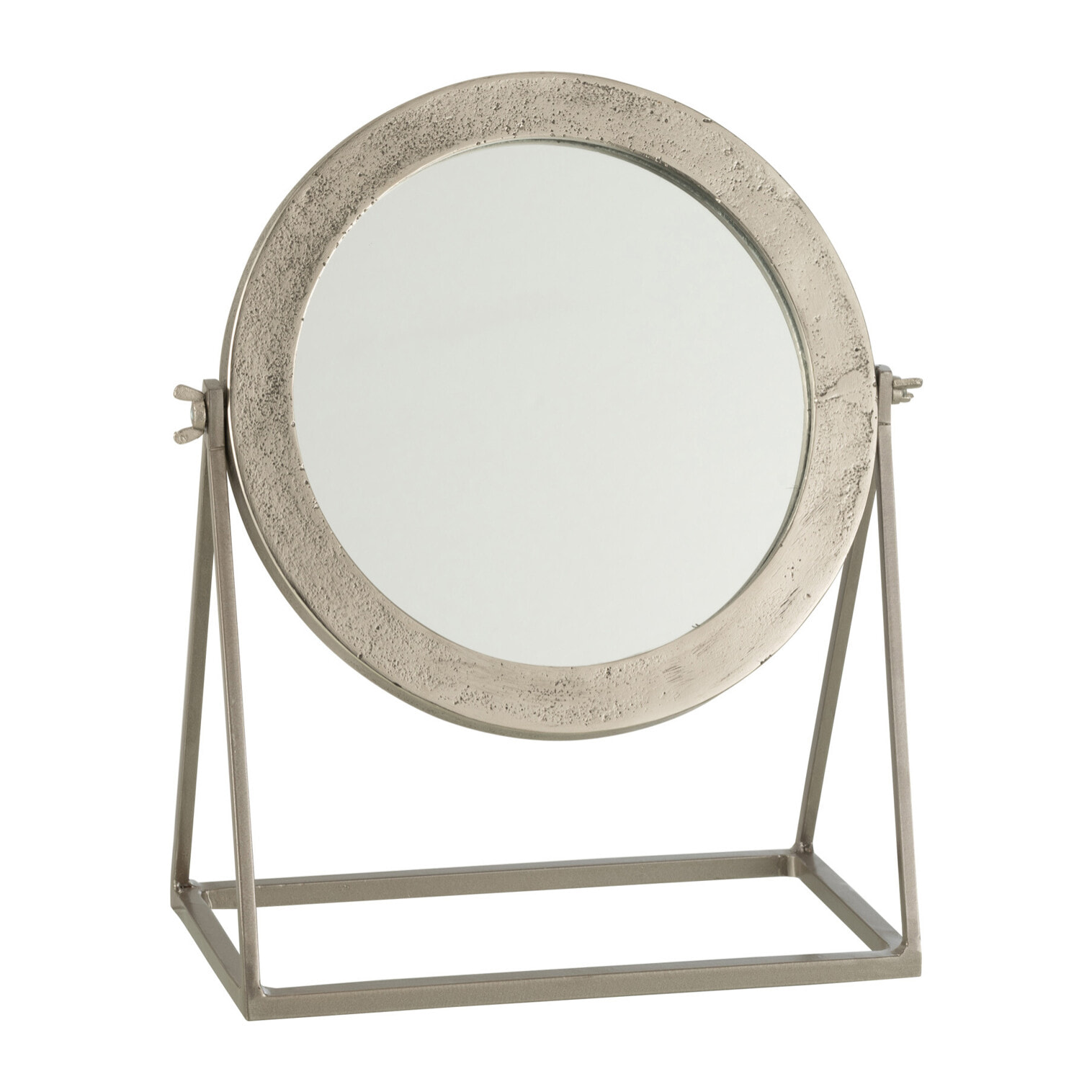 J-Line miroir Rond sur pied - métal - argenté