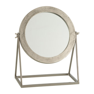 J-Line miroir Rond sur pied - métal - argenté