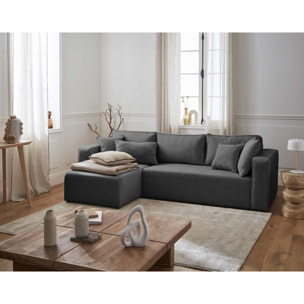 Topaze - canapé d'angle réversible - 4 places - convertible avec coffre - en tissu - Gris foncé