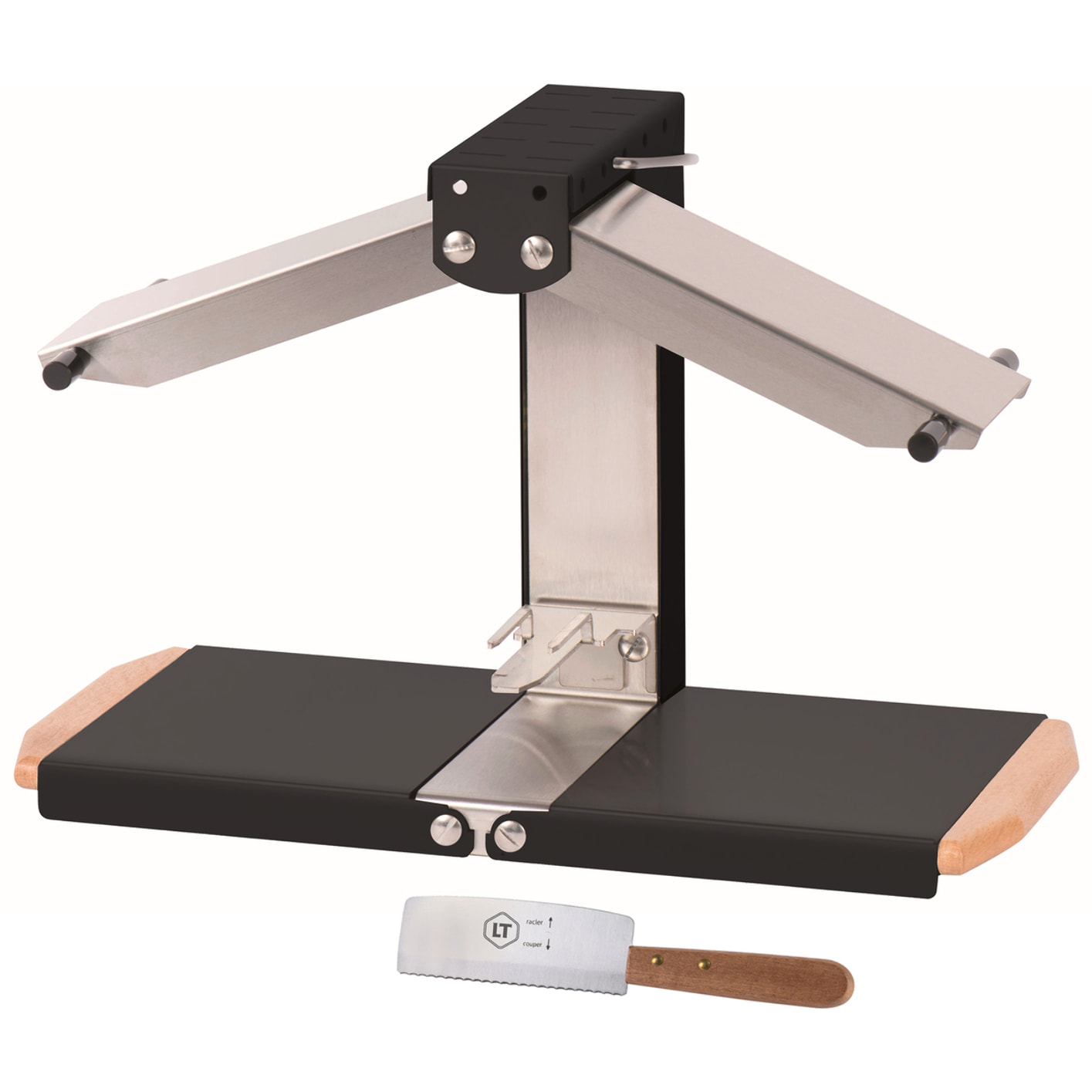Appareil à raclette traditionnel Brézière® PREMIUM - Noir Poignées bois - Couteau inclus - 1/4 ou 1/6 meule - 230V 1000W
