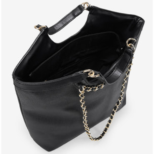 Bolso shopper negro con cadenas