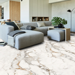 Revêtement sticker sol - MARBRE BLANC CASSÉ - Rouleau adhésif Protection Anti-dérapant