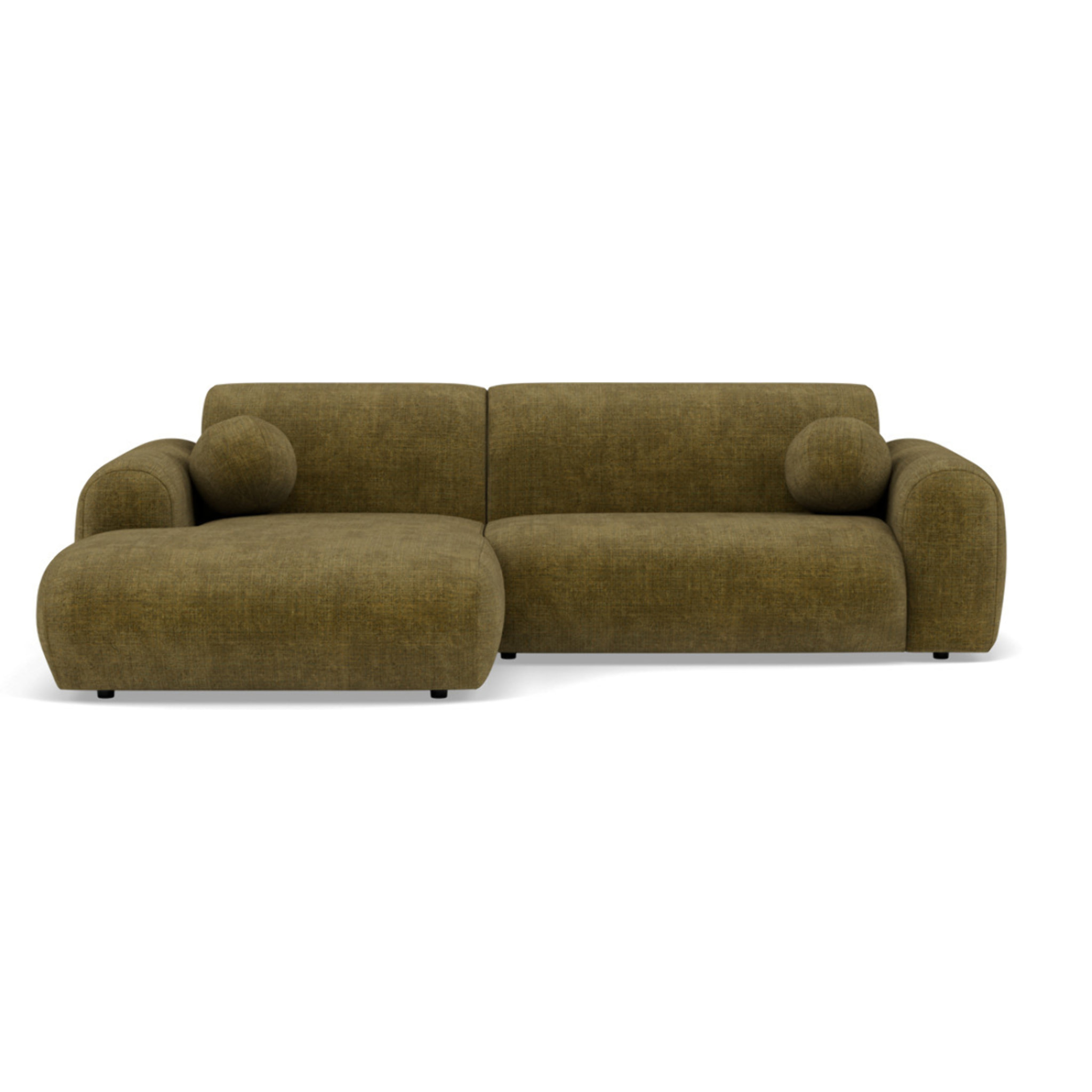 Louise - Canapé d'angle gauche 4 places en velours texturé - Vert Kaki