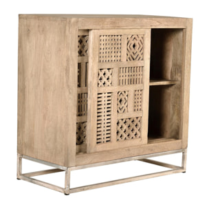 Cómoda de Madera de Mango 90 Cm Estilo Boho Tallado