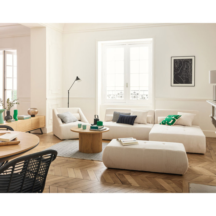Onyx - canapé modulable d'angle réversible 4 places - en velours côtelé - Beige