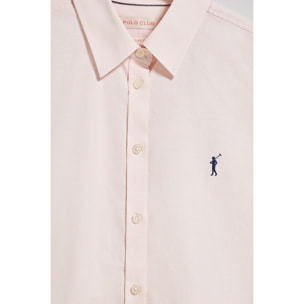 Camisa oxford rosa palo con logo bordado Rigby Go