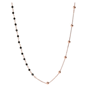 Collana Rosario a Doppio Indosso con Pietre Naturali Spinello Nero Placcata Oro Rosa 18kt