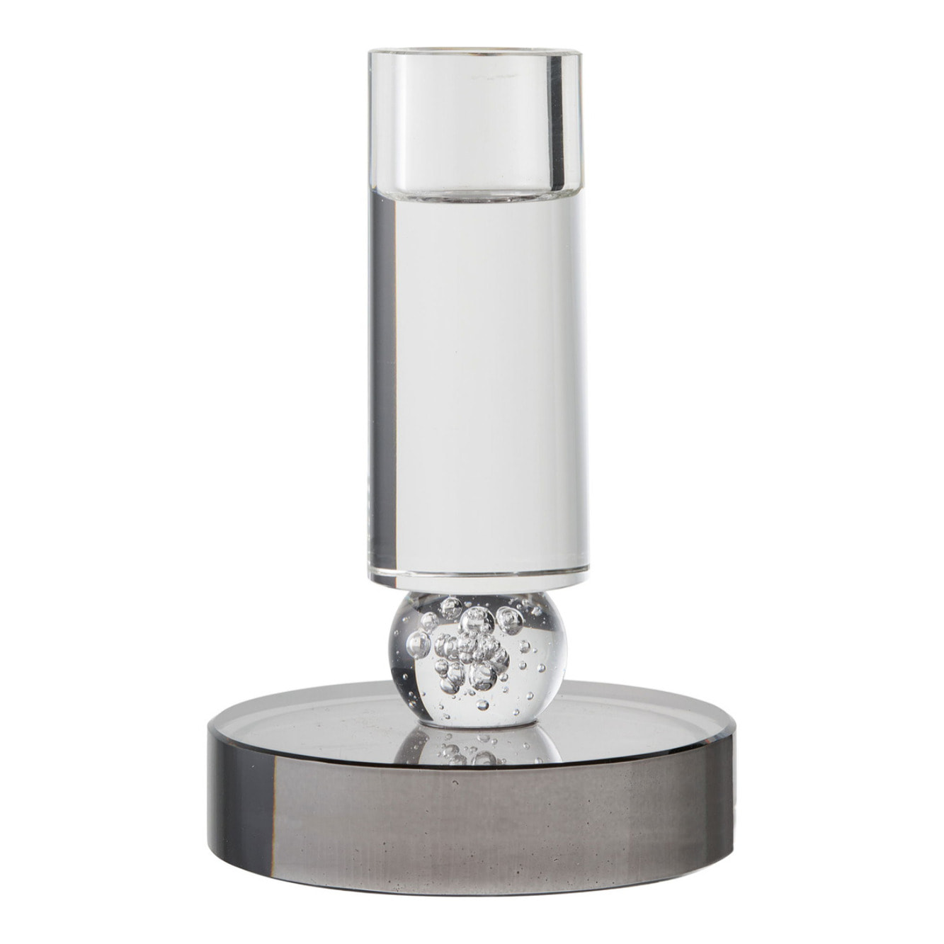 Portacandela in vetro grigio e bianco ø9x13 cm — Vikasa Home