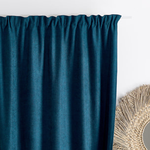 Rideau thermique phonique et semi occultant à galons fronceurs KONFOR - Bleu Paon