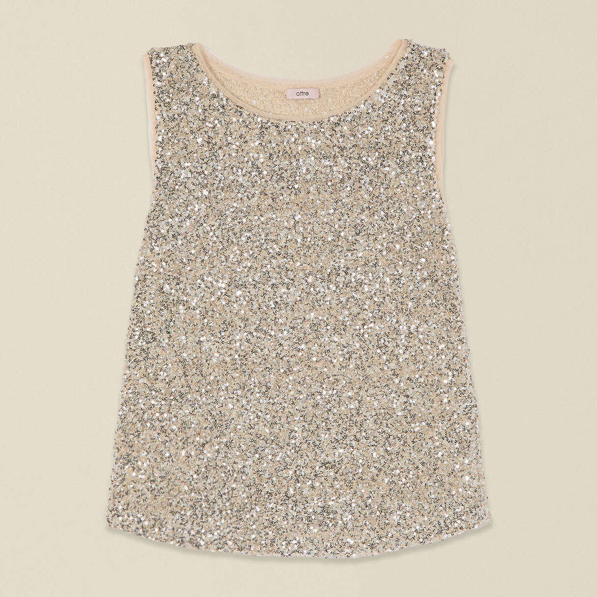 Oltre - Top in tulle con paillettes - Oro
