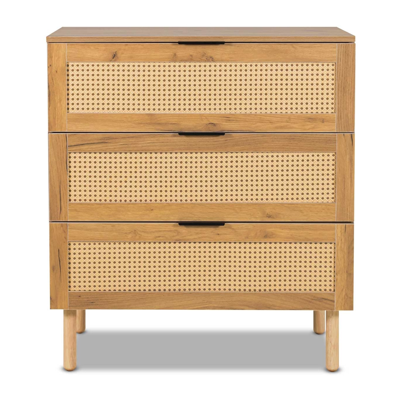 Mang - ComÃ² a 3 cassetti in legno e rattan, cassettiera
