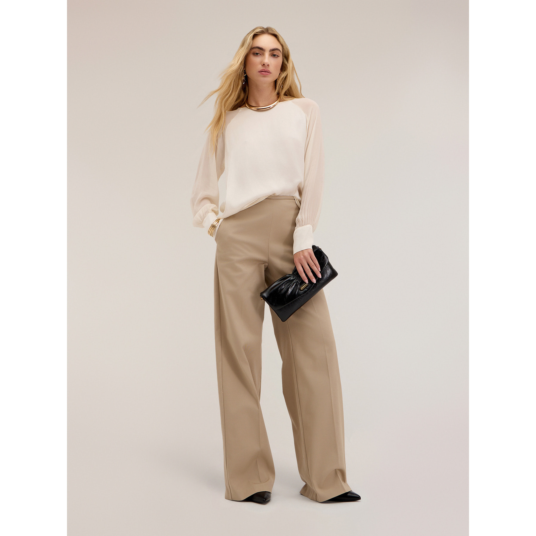 Motivi - Blusa con maniche raglan semitrasparenti - Bianco