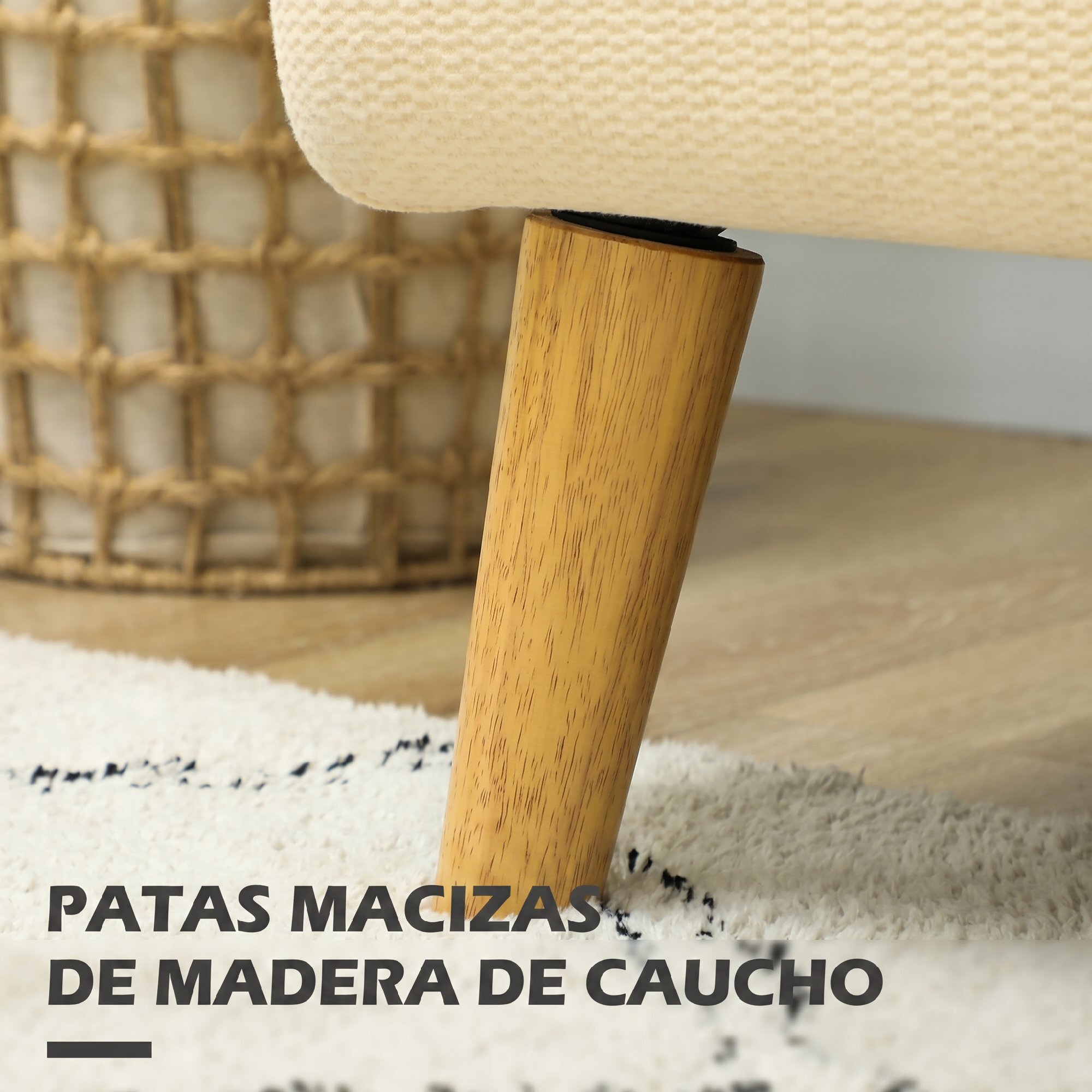 Sofá de 2 Plazas de 140 cm, Sofá de Salón Compacto, Tapizado en Terciopelo, Patas de Madera de Caucho, para Sala de Estar, Dormitorio u Oficina, Blanco