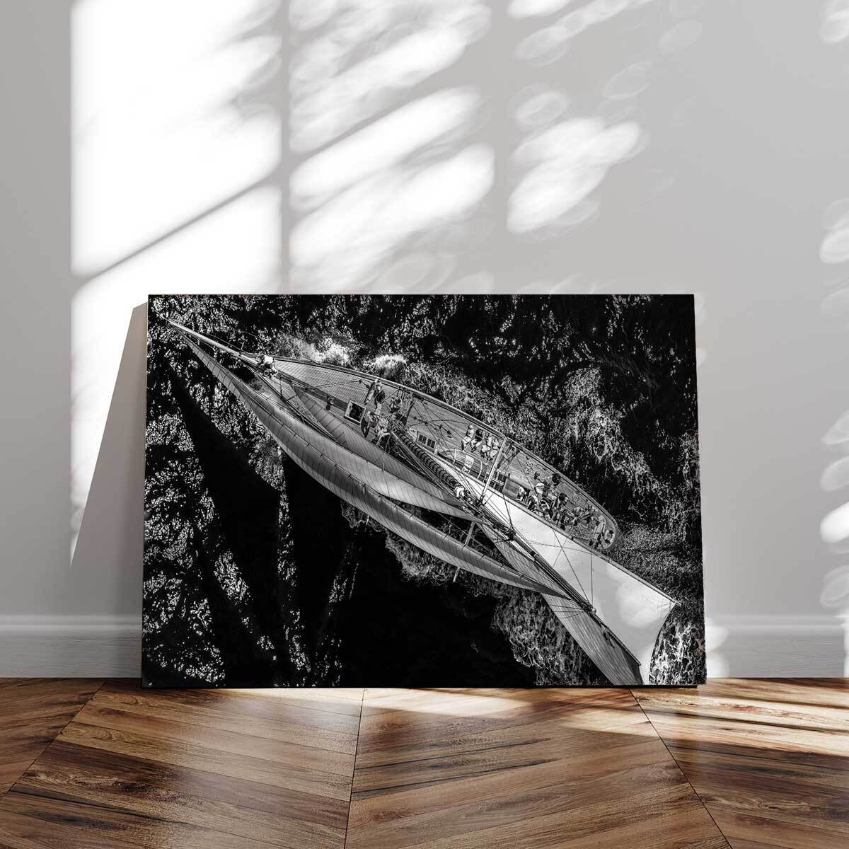 Tableau bateau Sur l'eau en noir et blanc Tableau alu Dibond