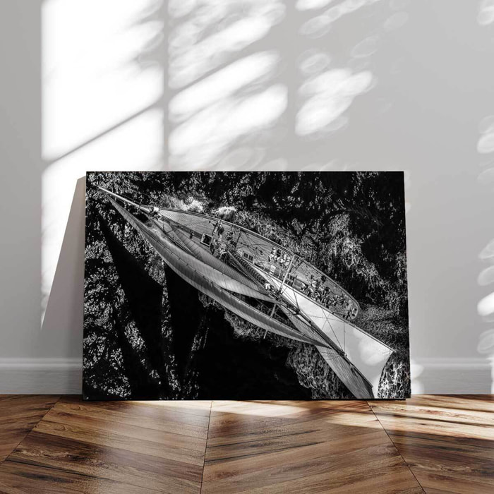 Tableau bateau Sur l'eau en noir et blanc Tableau alu Dibond
