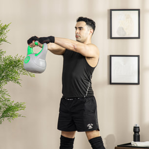 Pesa Rusa 16 kg, Kettlebell Revestimiento de PU y Relleno de Arena, Mango Ancho, para Entrenamiento Culturismo, en Casa, Gimnasio, Verde y Gris