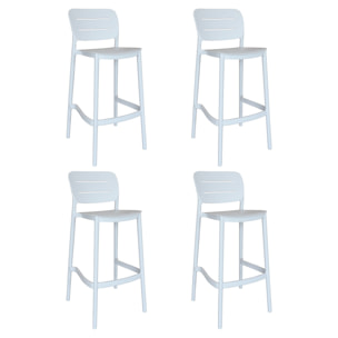 Lot de 4 tabourets de bar blanc extérieur en polypropylène SUNSET