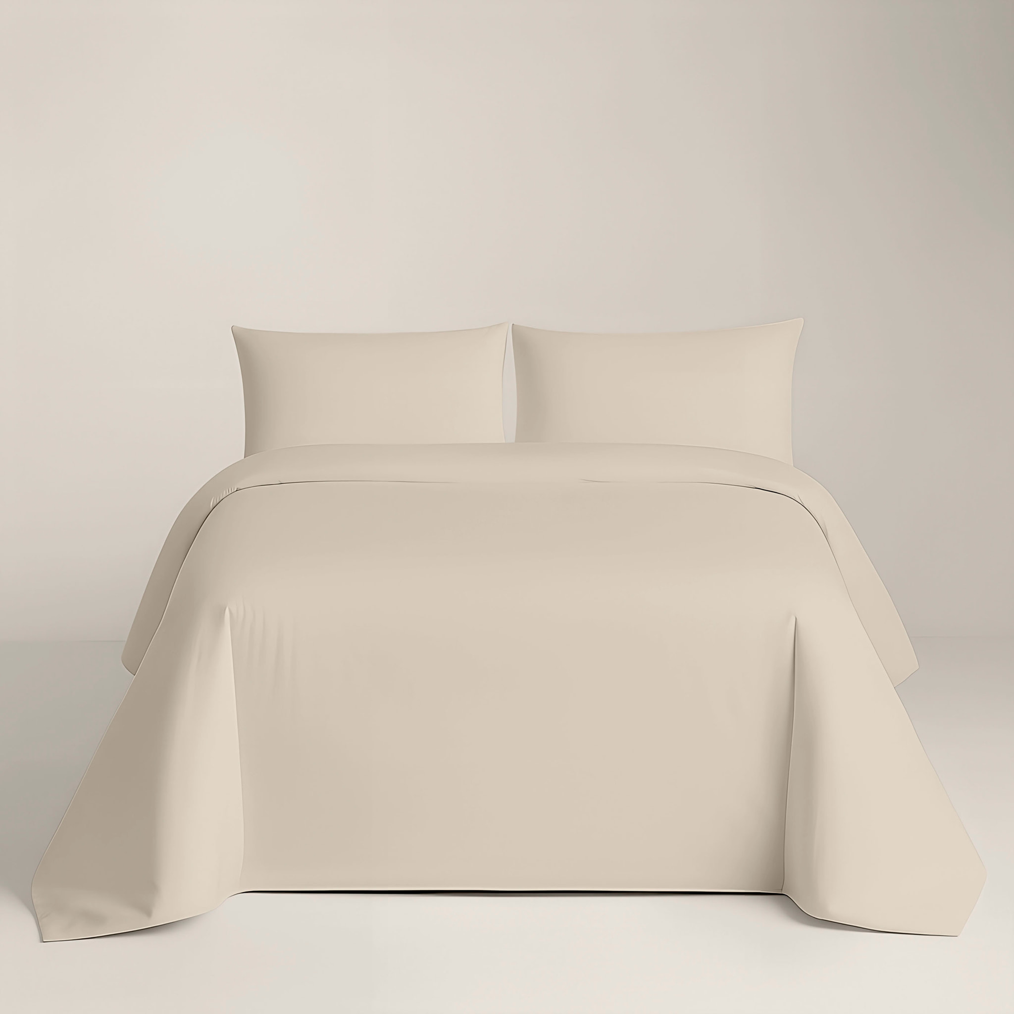 Naturals - Funda Nórdica Lisa - Cierre con botones - 100% Algodón - Incluye 1/2 Fundas de Almohada - Ftr6 Beig