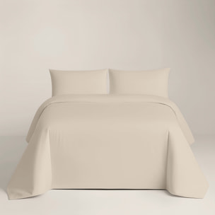 Naturals - Funda Nórdica Lisa - Cierre con botones - 100% Algodón - Incluye 1/2 Fundas de Almohada - Ftr6 Beig