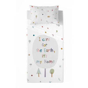 Haciendo el Indio - Juego de Sábanas Estampadas - Infantil - Incluye 1 Funda de Almohada - 100% Algodón - Save The Earth