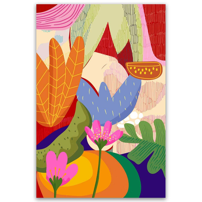 Tableau floral abstrait moderne coloré Toile imprimée