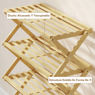 Zapatero Estrecho de Bambú, Zapatero Vertical Plegable de 5 Niveles, Sin Instalación, Estantería para Zapatos para Entrada, Pasillo, Dormitorio, Natural