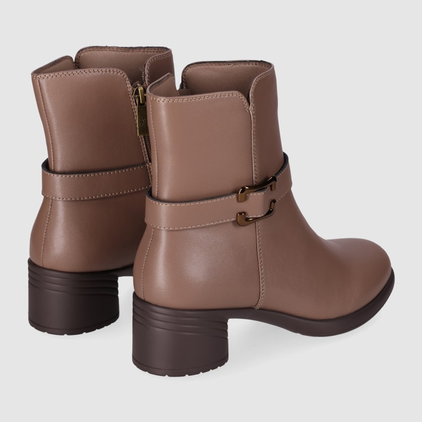 Botines de Piel - Taupe - Tacón: 5 cm