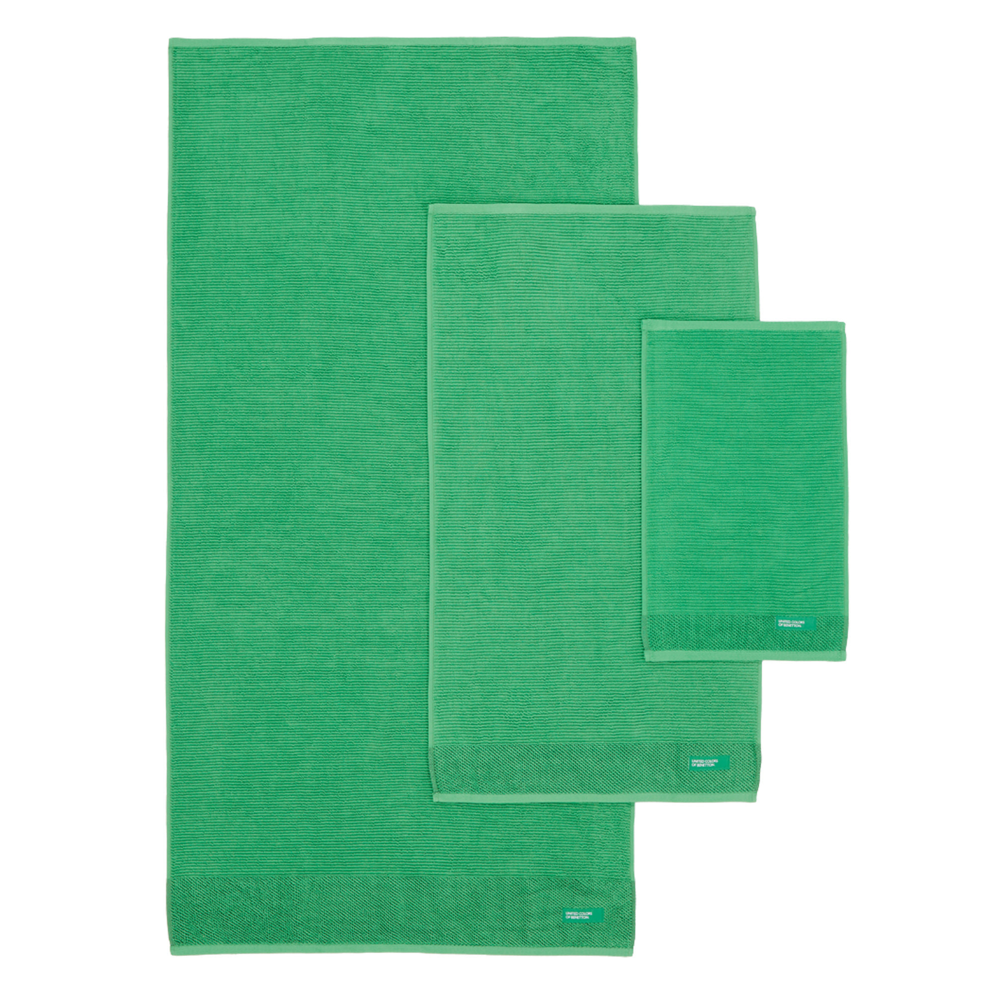 PACK DE 2 SET DE 3 TOALLAS DE BAÑO EN COLOR AZUL Y  VERDE - BENETTON