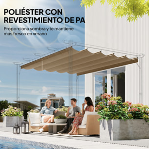 Techo de Pérgola 2,5x2,55 m, Techo de Repuesto Retráctil para Marco de Pérgola de 3x3 m, UV30+, Toldo de Tela Solo para Cenador Jardín con 10 Orificios de Drenaje, Pardo