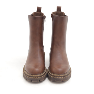 STIVALETTO ELASTICO E ZIP MARRONE