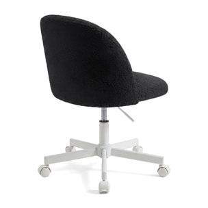 Silla de escritorio tapizada en borreguito negro 76-89,5 cm Candy Negro