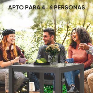 Mesa de Jardín Extensible Mesa de Comedor Exterior Ajustable 85-125 cm con Borde de Aluminio Carga 70 kg Mesa Rectangular para 4-6 Personas para Patio Terraza Gris Oscuro